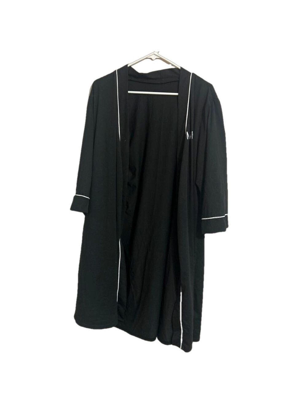 Mama Embroidered Boutique Black White Trim Robe Size XL